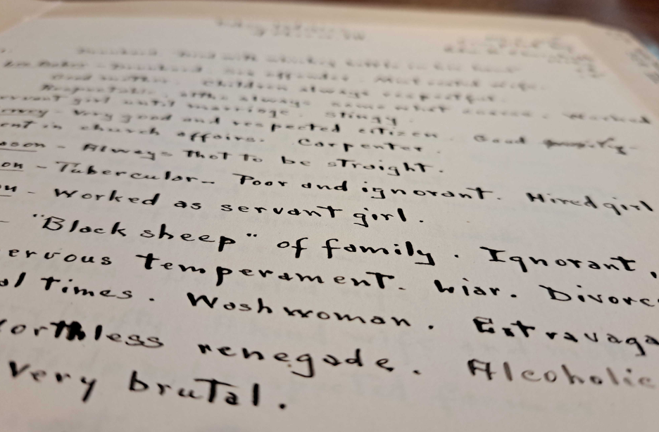 American Philosophical Society. Eugenics Record Office Collection. Handwritten family history of an institutionalized person.