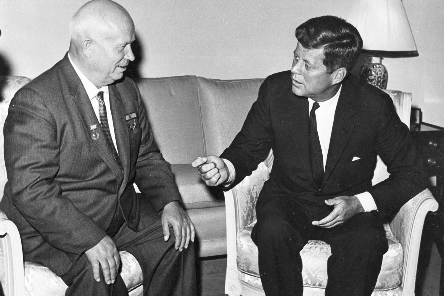 Photo of Nikita Khrushchev and John F. Kennedy at the Vienna Summit